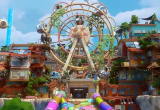 The towers and Ferris wheel of Gridfall